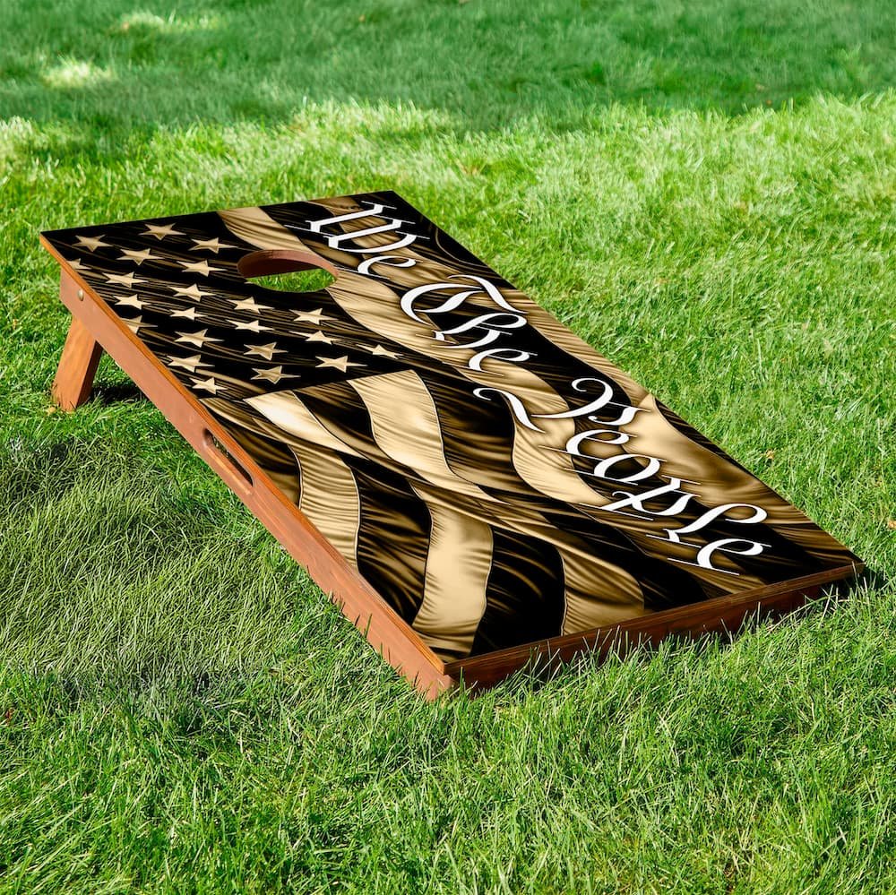 Rustic USA flag "we the people" cornhole board