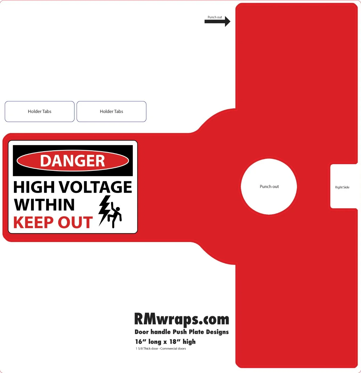 High Voltage - Danger - Decorative Push Plate Wraps
