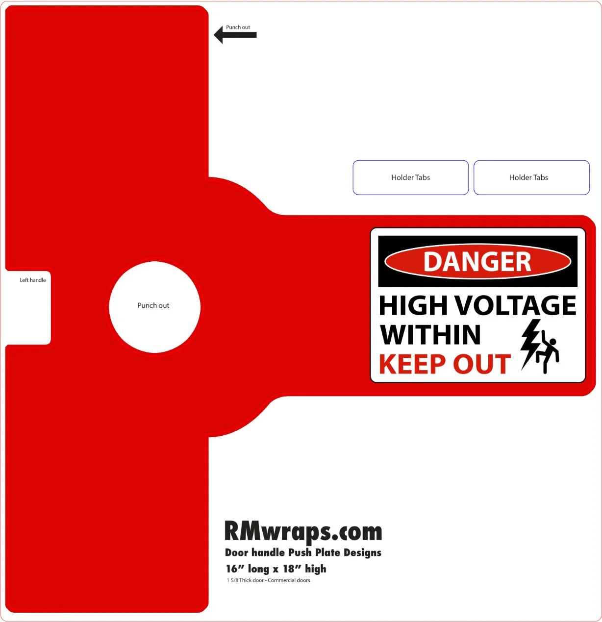 High Voltage - Danger - Decorative Push Plate Wraps