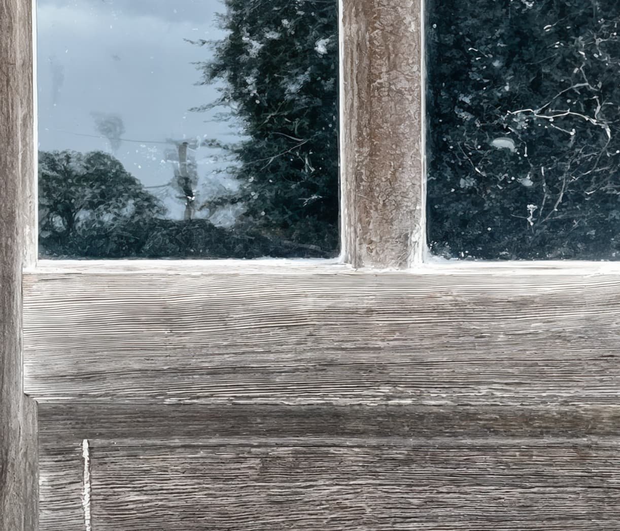 Salvaged Weathered 4 window Door Wrap Close up middle