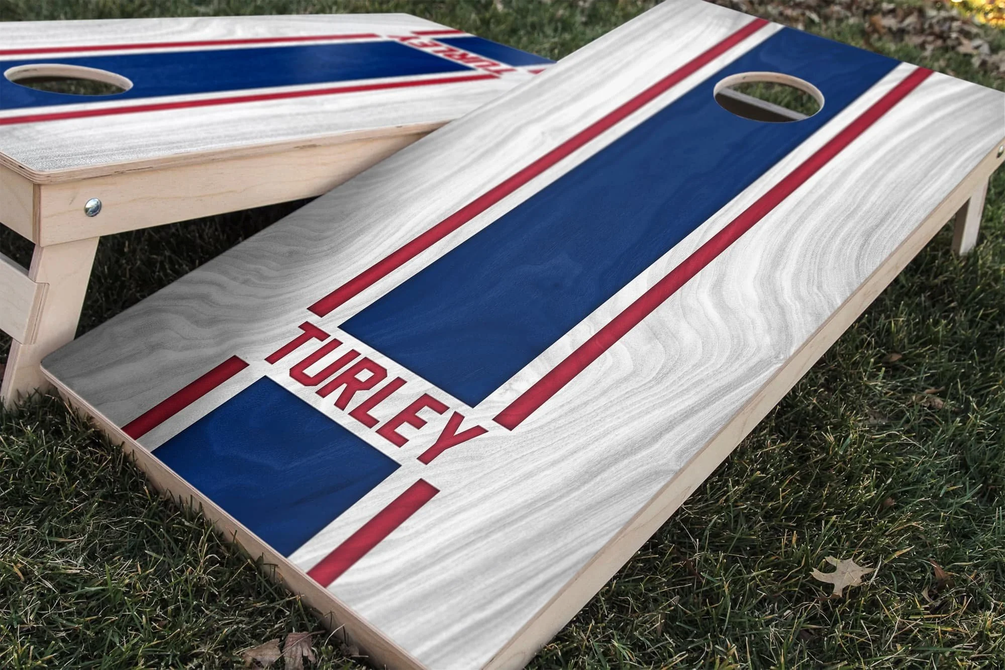 Personalized New York Giants Colors (Away) custom wood Cornhole board wrap sticker decal set