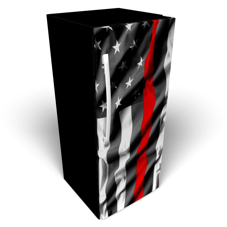 Thin Red Line US Flag Refrigerator Wrap