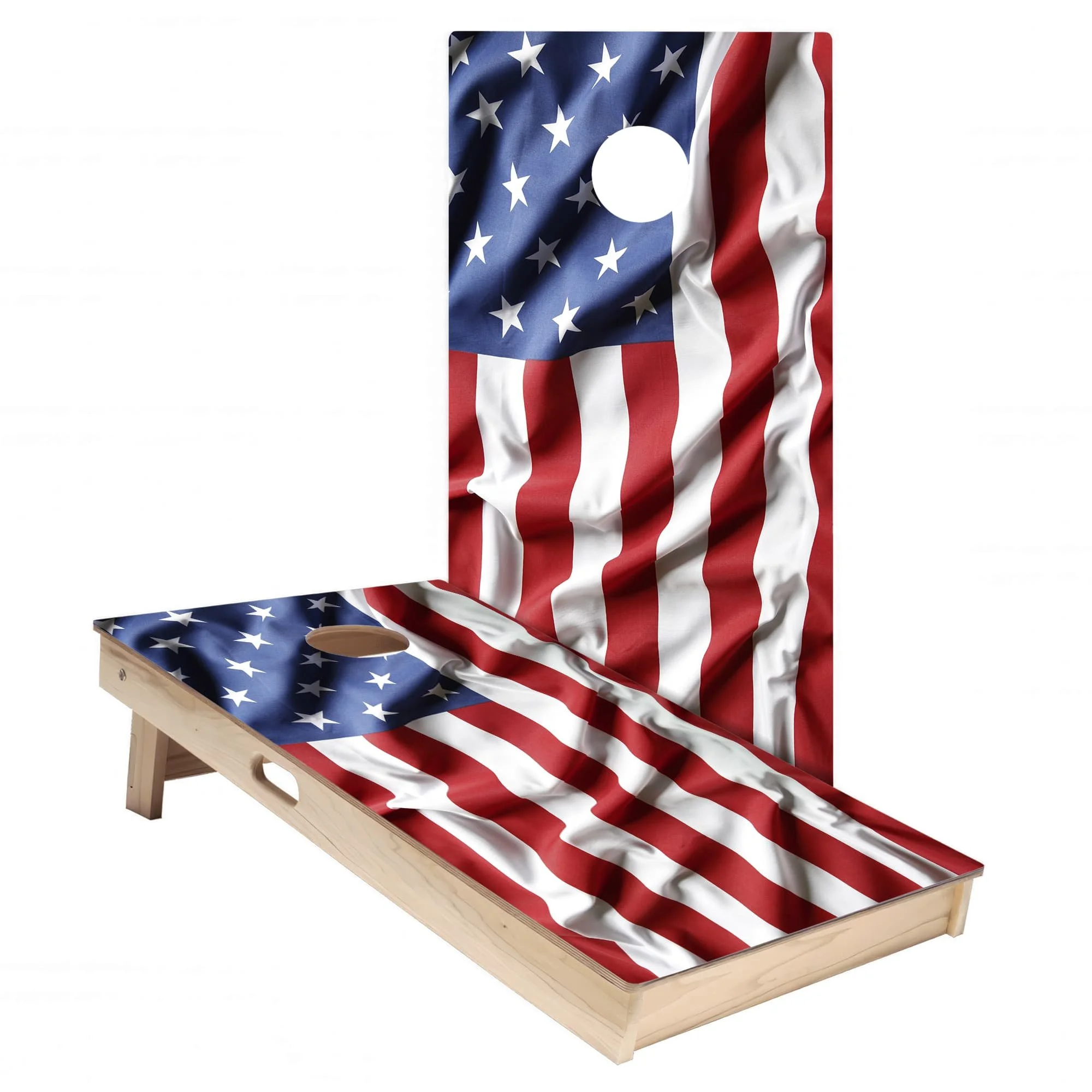 wavy stars & stripes United States flag cornhole board vinyl wrap decal skin set