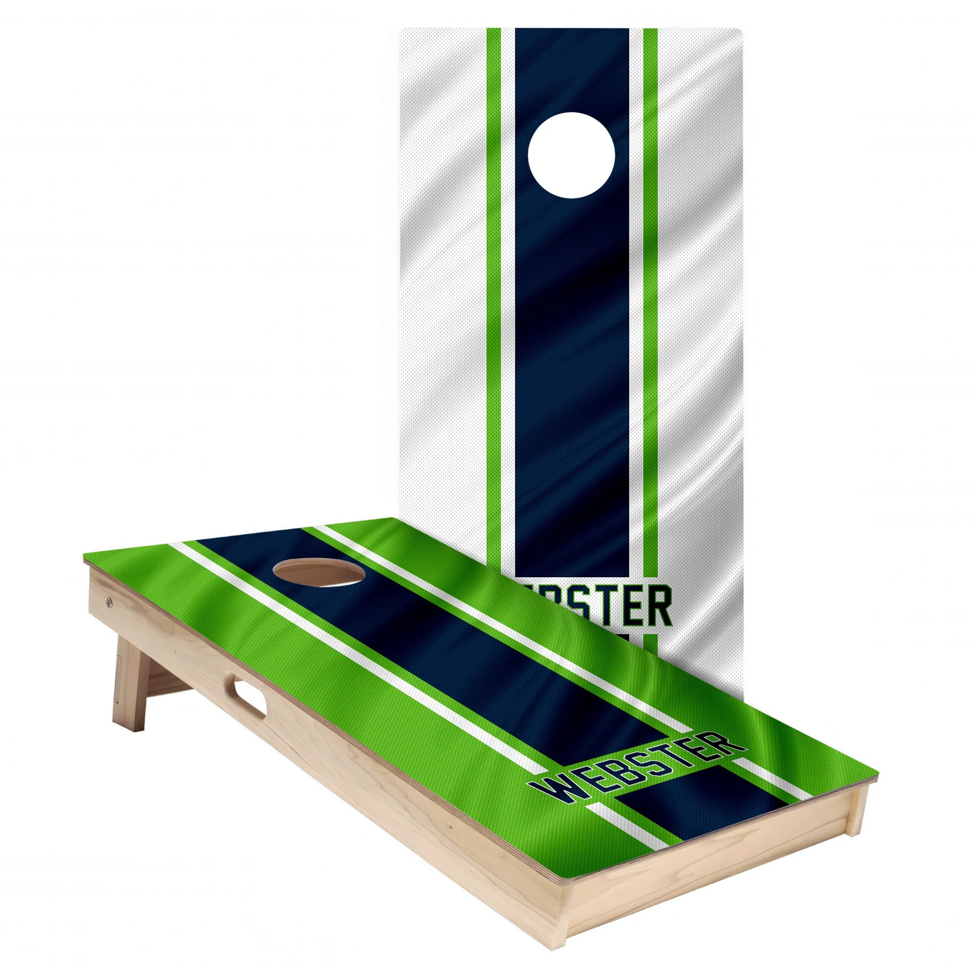 Personalized Seattle Seahawks Colors (Away & Alternate) custom jersey texture Cornhole board wrap sticker decal set (Copy)