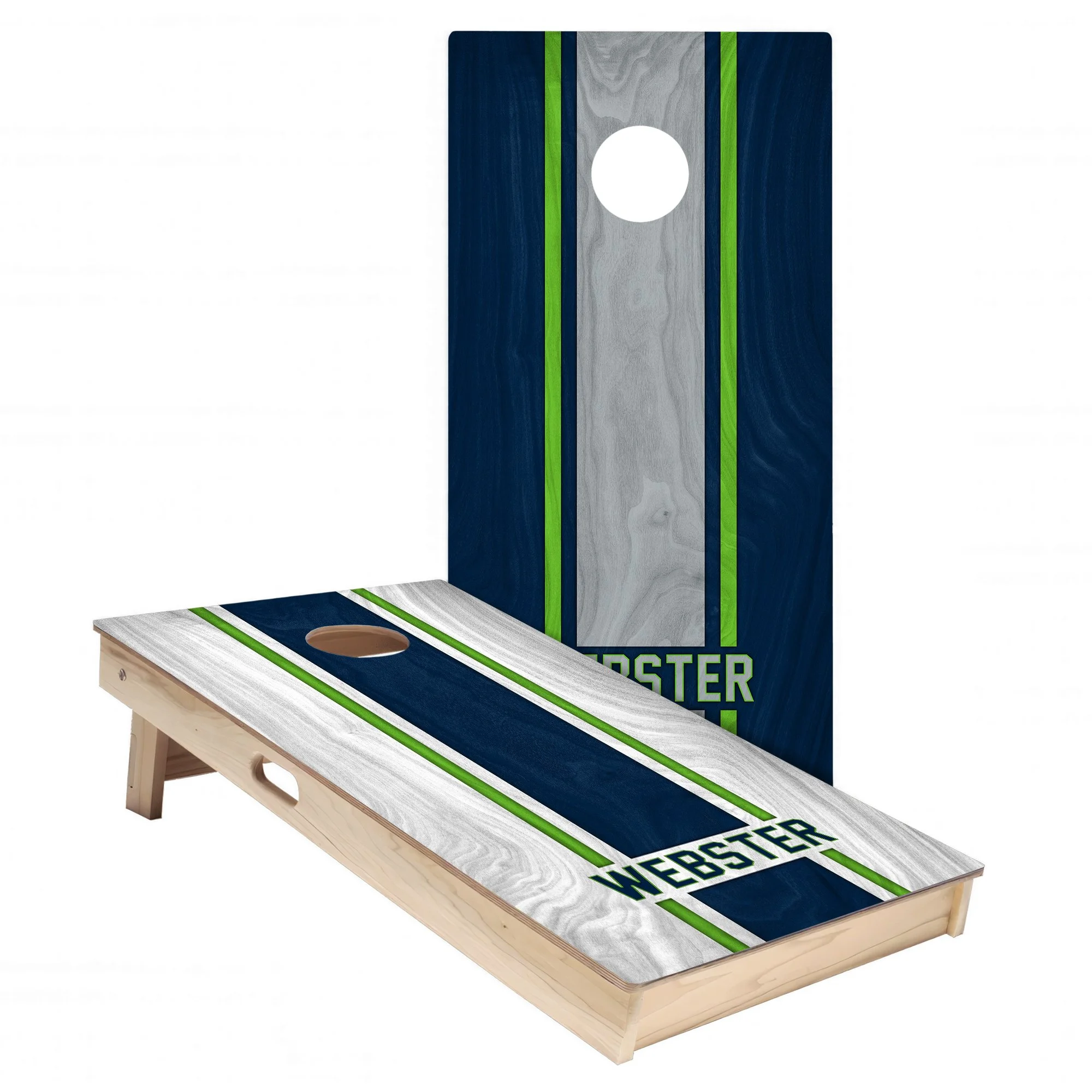 Personalized Seattle Seahawks Colors (Home & Away) custom wood texture Cornhole board wrap sticker decal set (Copy)