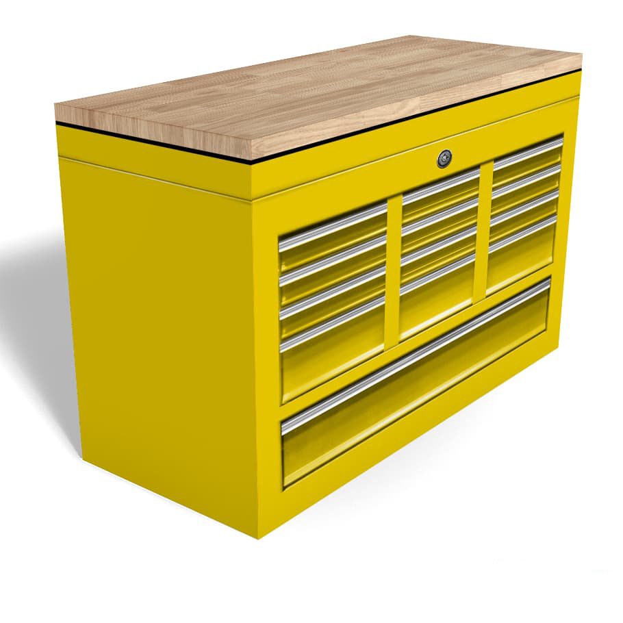 Butcherblock Workbench Tool Box Chest Freezer Wrap - Hotrod yellow