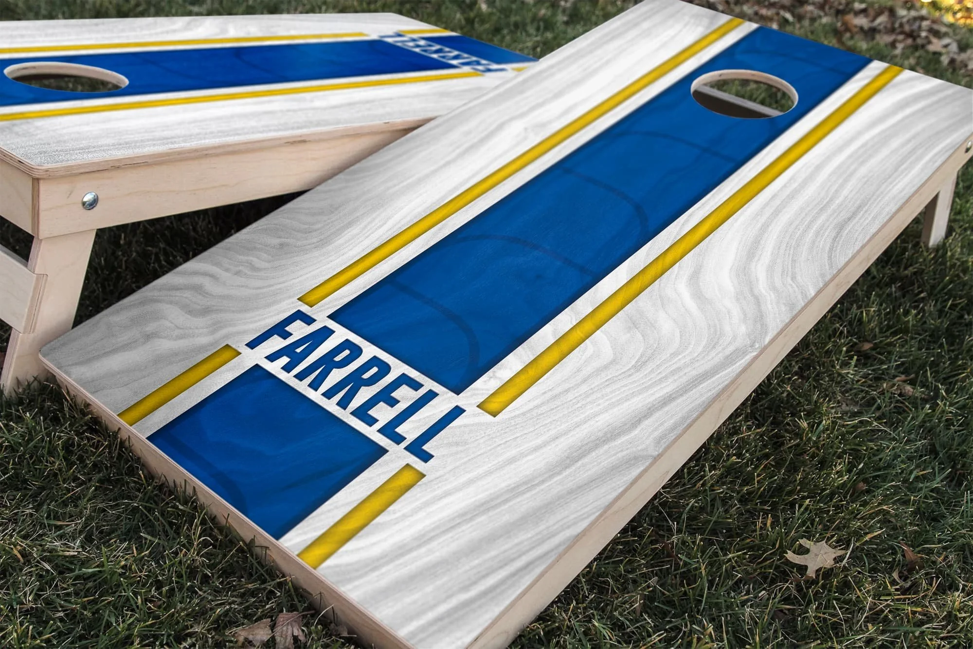 Personalized Los Angeles Rams Colors (Away) custom wood Cornhole board wrap sticker decal set