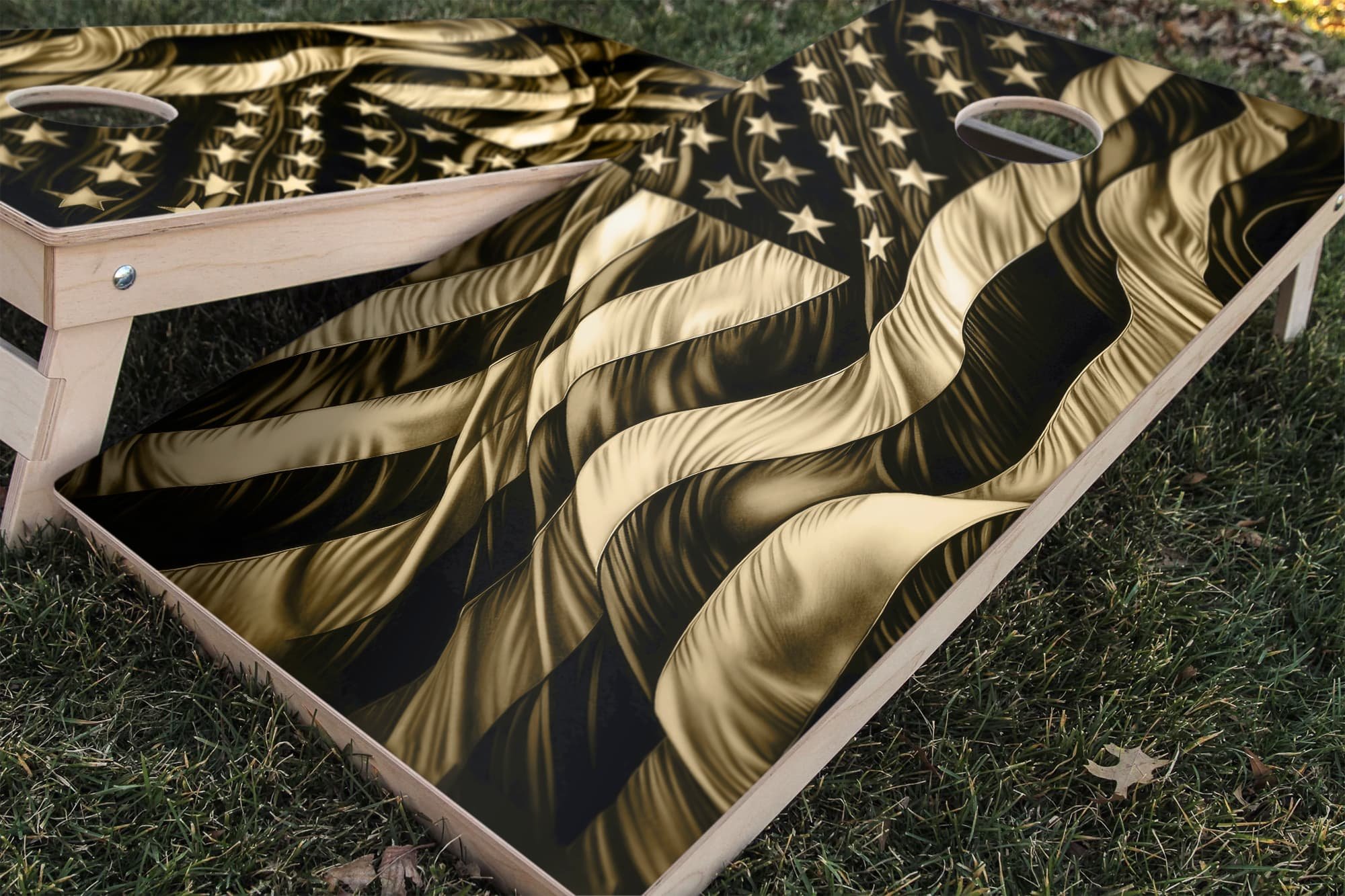 Rustic USA flag cornhole board wrap sticker decal set