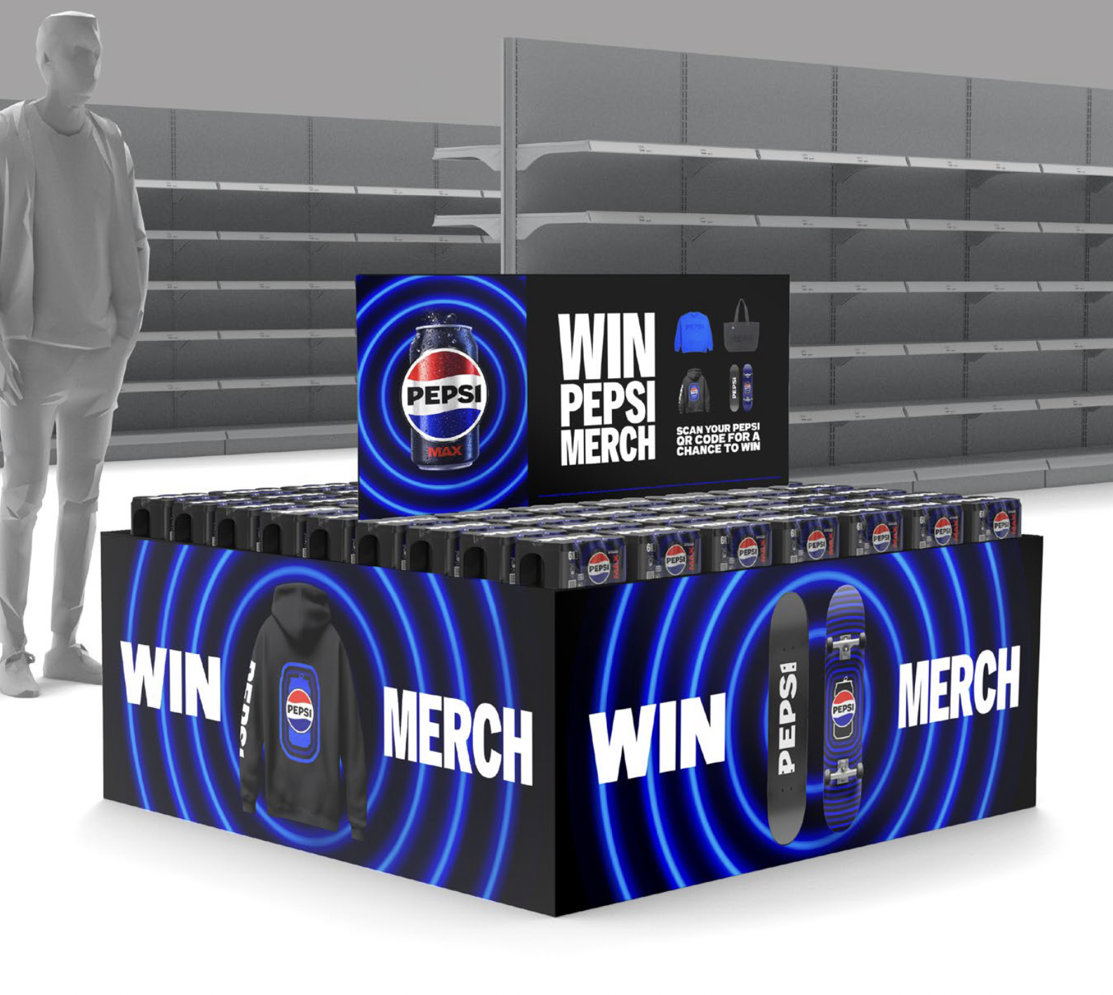 In store application example of key visuals on a pallet wrap