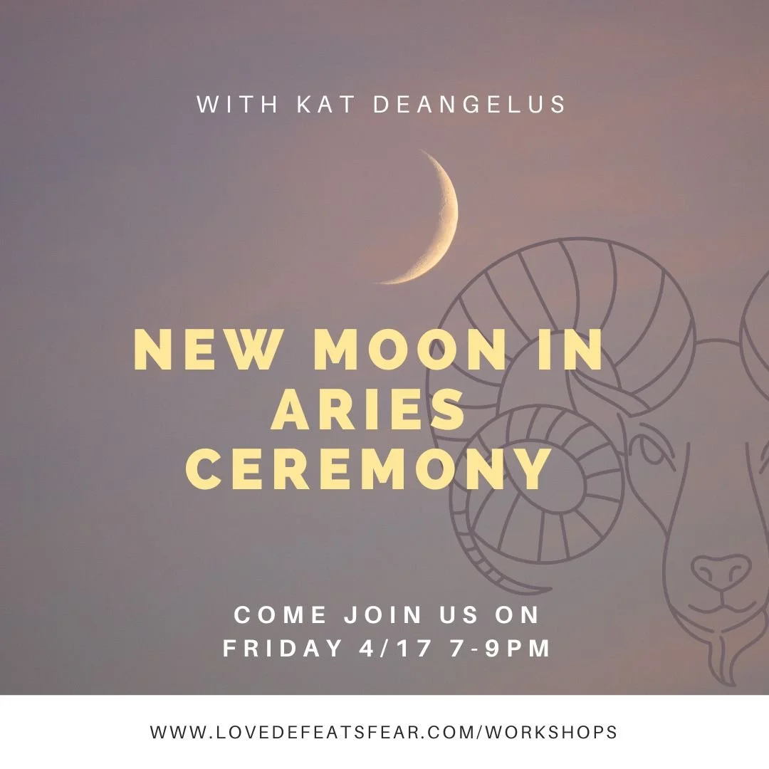 New Moon in Aries Ceremony 🔥🌑
April 17 | 7&ndash;9 PM
with Kat | $44

A new beginning is here.

The New Moon in Aries invites you to reset, refocus, and move forward with intention.

This ceremony is a space to step out of overwhelm and return to y