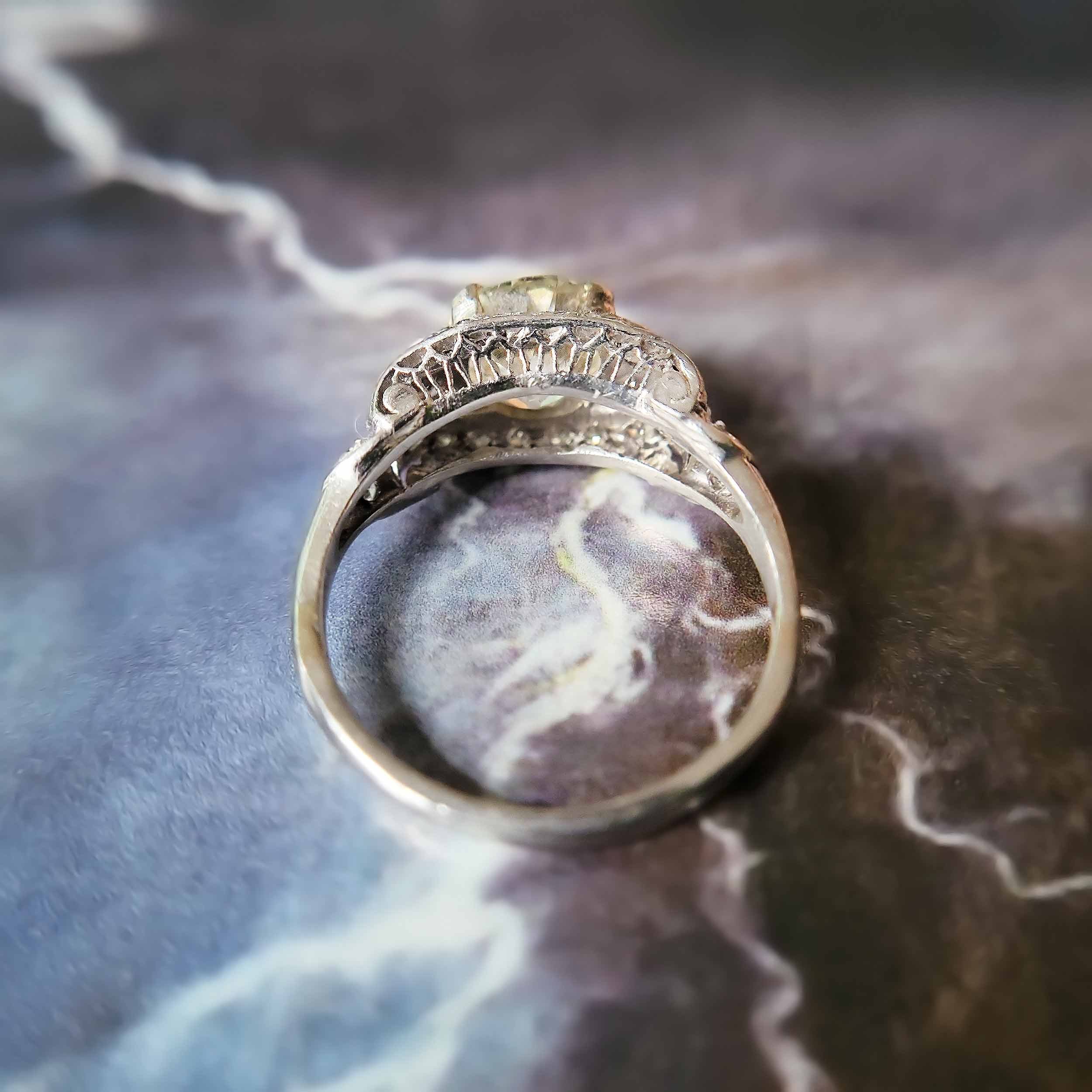 Vintage Jabel Old Mine Cut Diamond Floral Engagement Ring