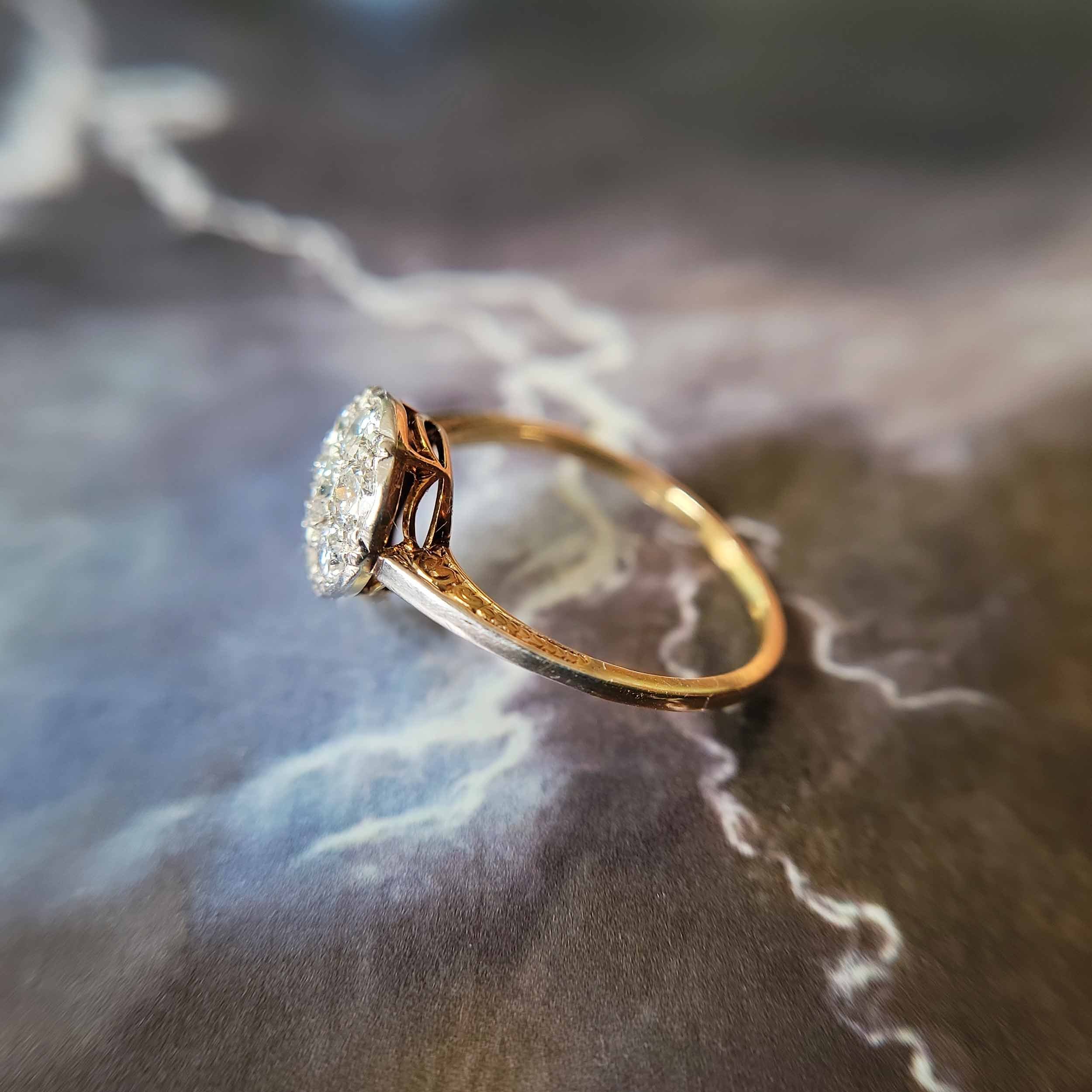 antique edwardian diamond halo engagement ring 3