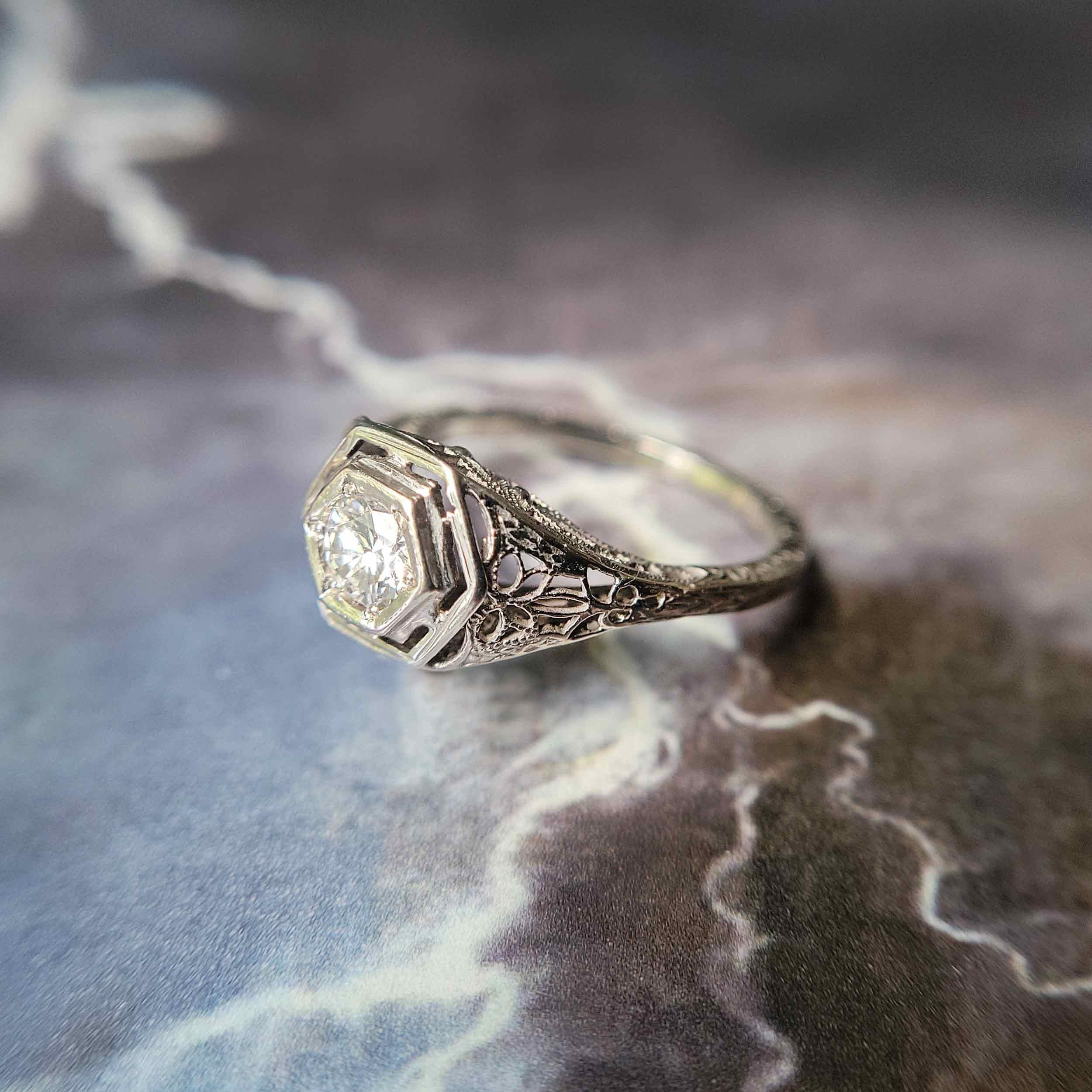 Art Deco Diamond Cluster Ring 0.75ct Platinum | Philip Lloyd Jewellers