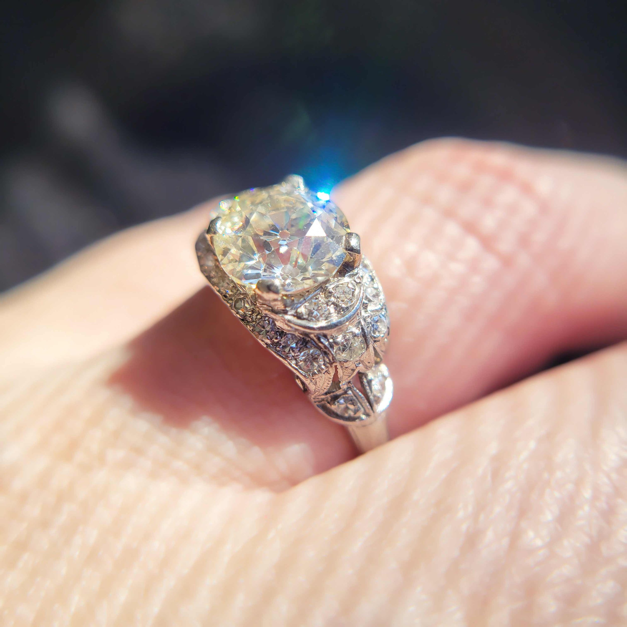 Antique 1.38CT Old European Cut Diamond Ann Pave Engagement Ring - Marcilla  Bailey