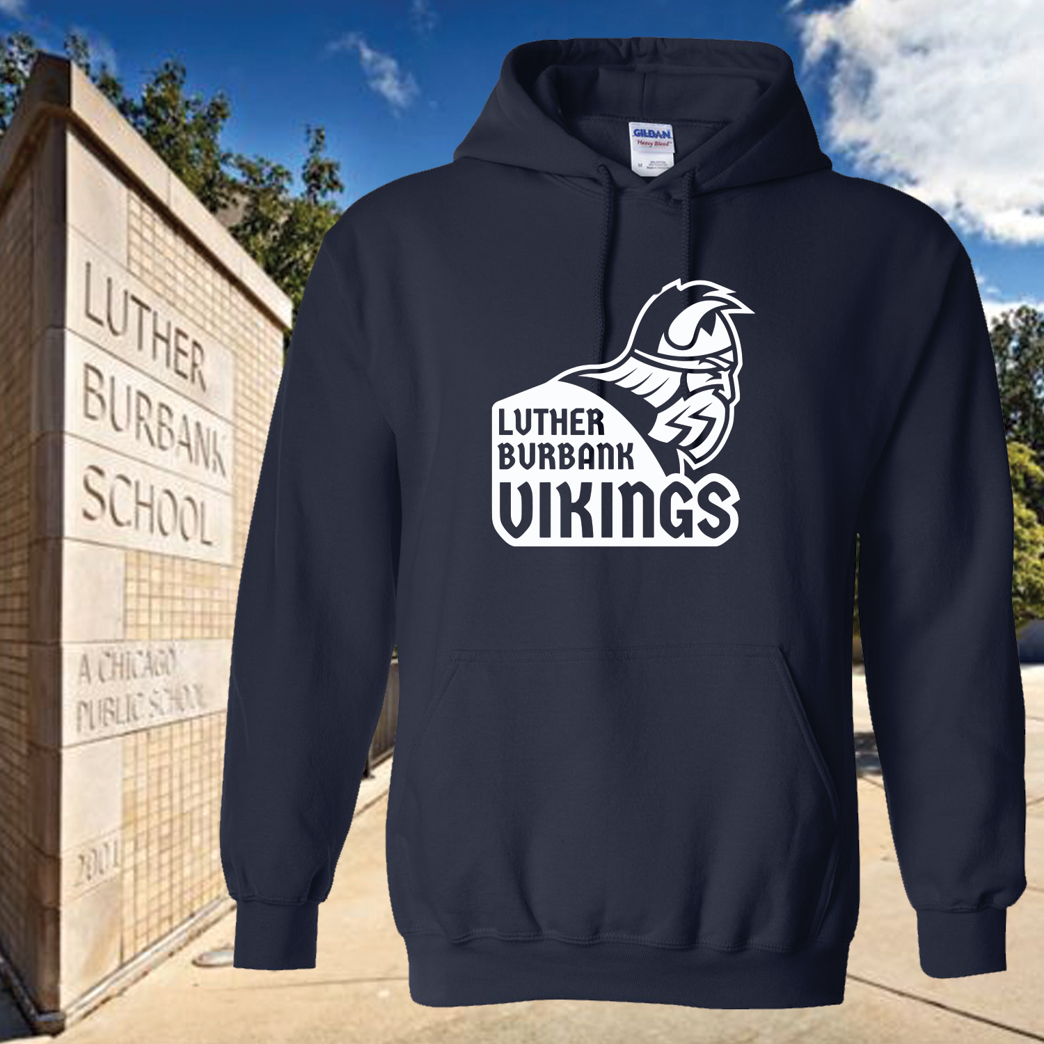 Navy Blue Burbank School Pullover Hoodie