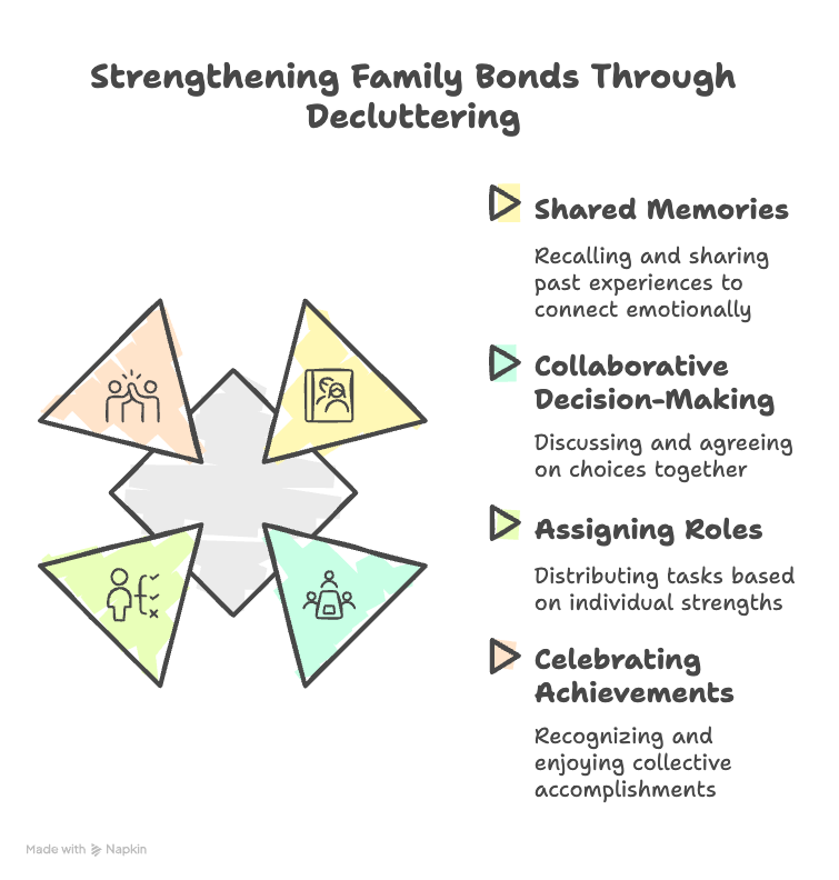 An infographic about strengthening family bonds through decluttering.