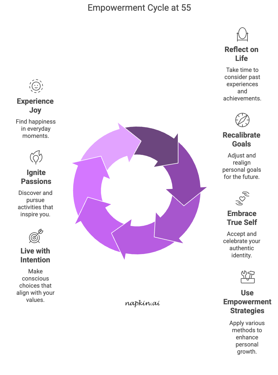 An infographic about the empowerment cycle at 55.