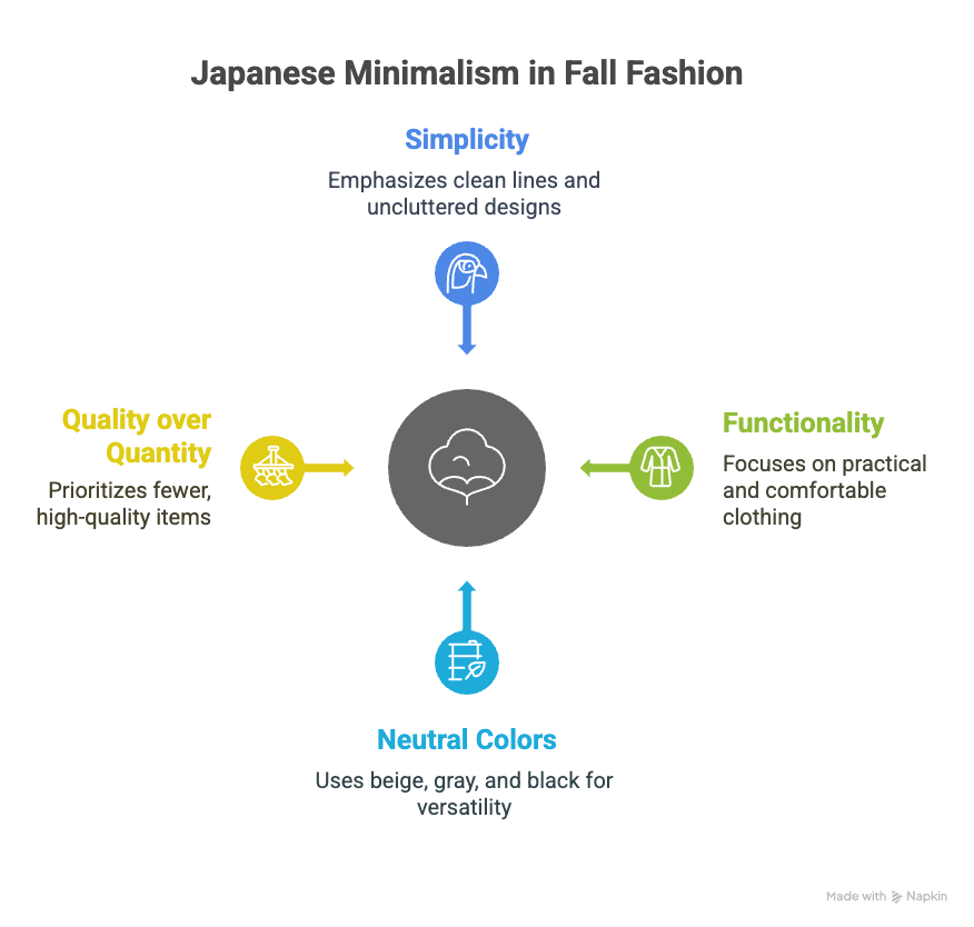 An infographic about the Japanese minimalism in fall fashion.