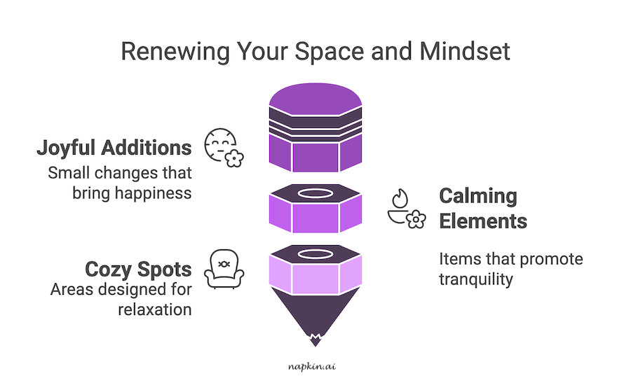 an infographic about renewing your space and mindset.