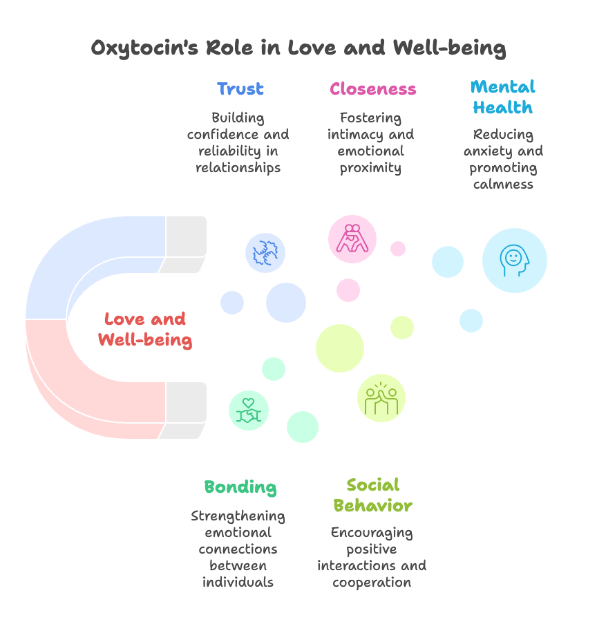 An infographic about oxytocin's role in love and well-being.
