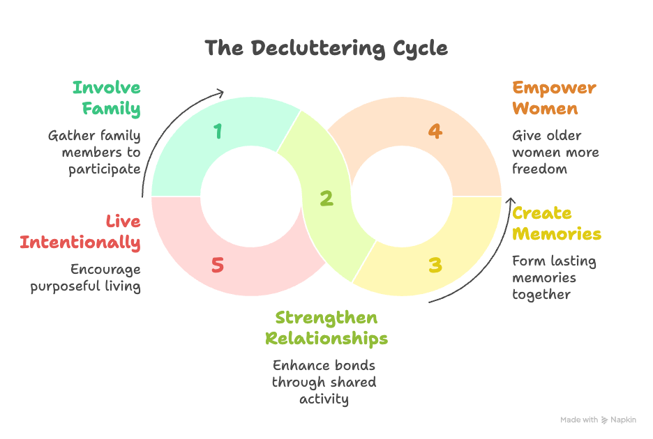 An infographic showing the decluttering cycle.