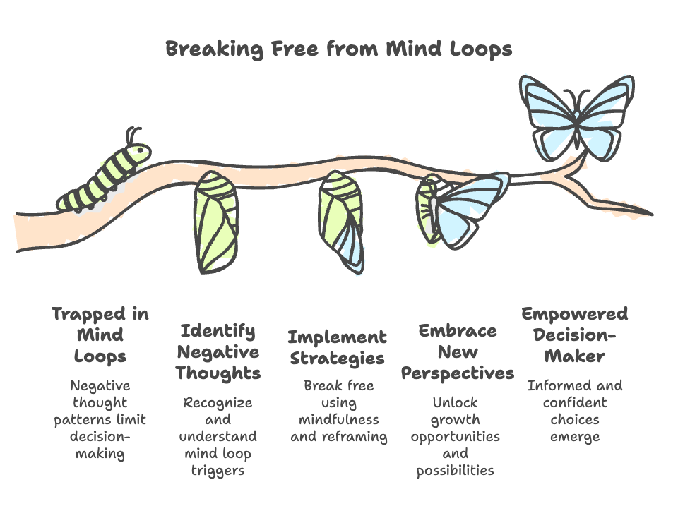 An infographic about breaking free from mind loops.
