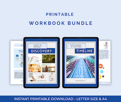 Self-Discovery and Timeline Workbook Bundle Graphics