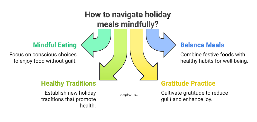 An infographic about how to navigate holiday meals mindfully.