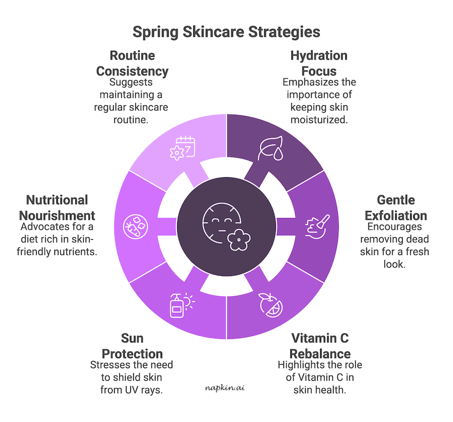 An infographic about spring skincare strategies.