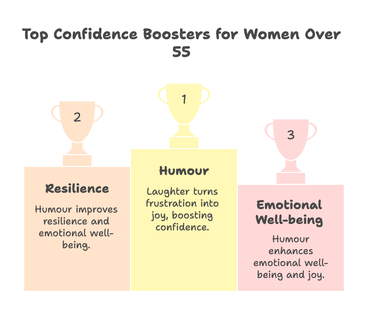 An infographic about top confidence boosters for woman over 55.