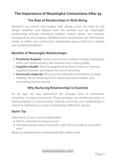 Importance of meaningful connections.