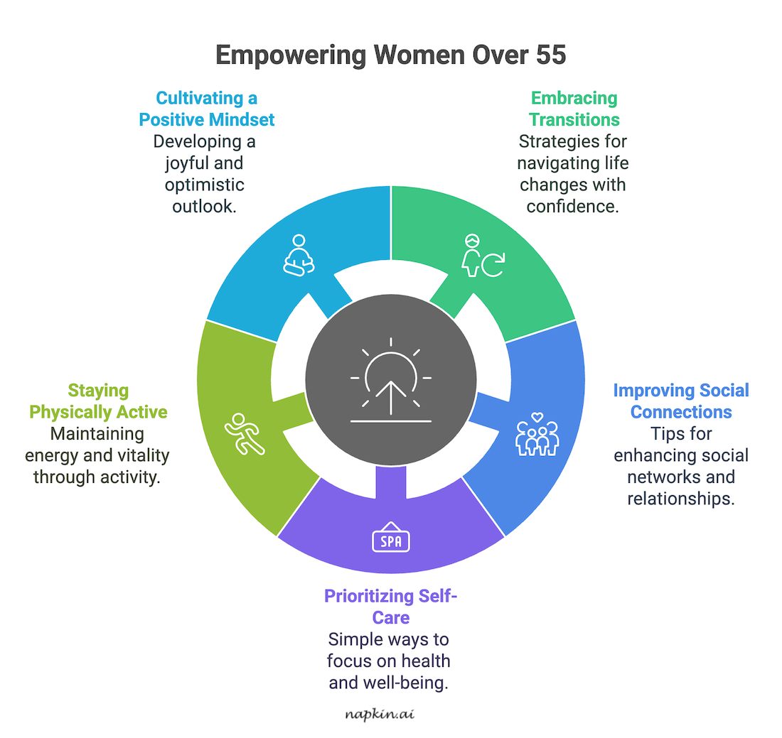 An infographic about empowering women over 55.