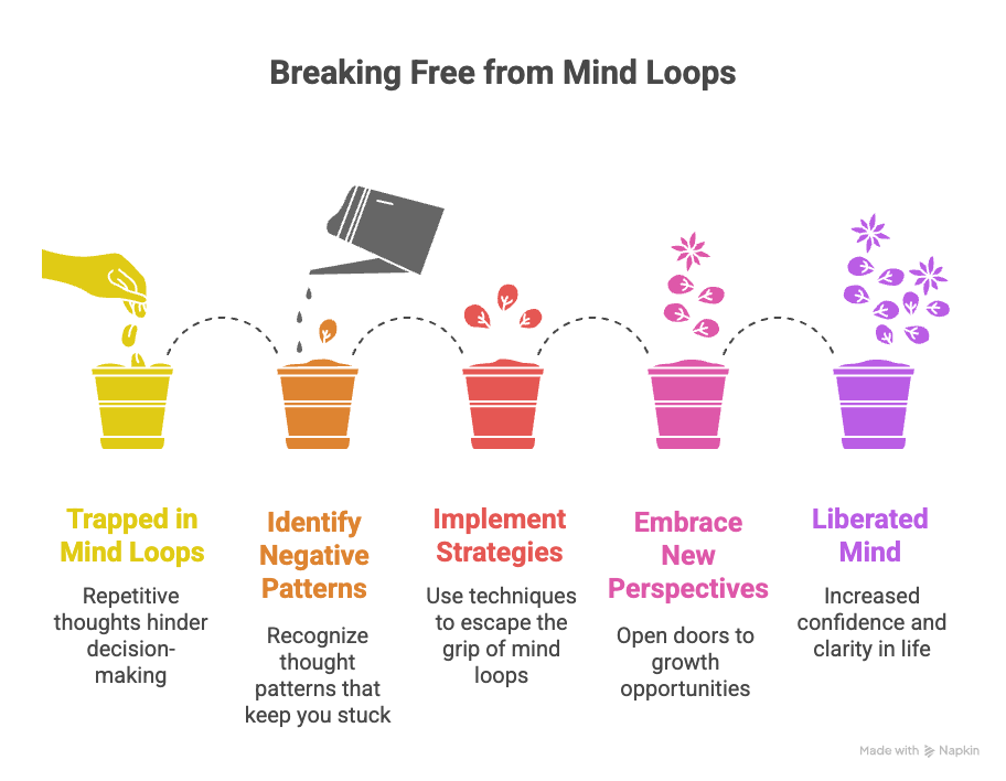 An infographic about breaking free from mind loops.