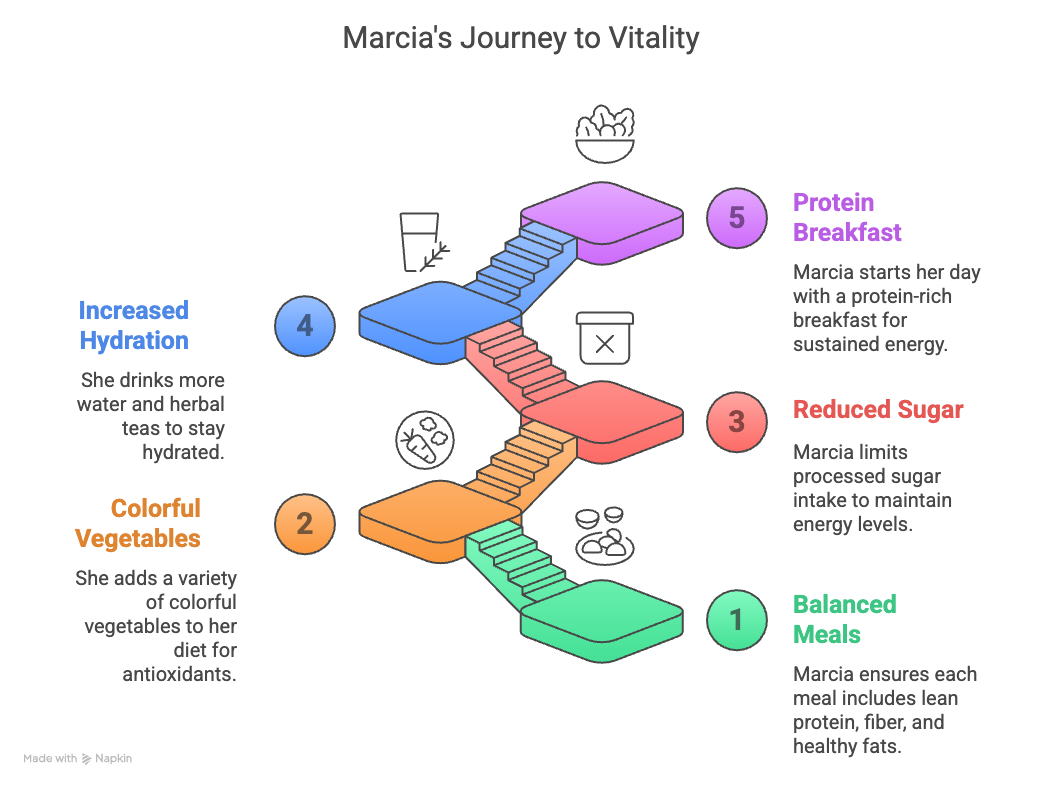 An infographic about Marcia's journey to vitality.