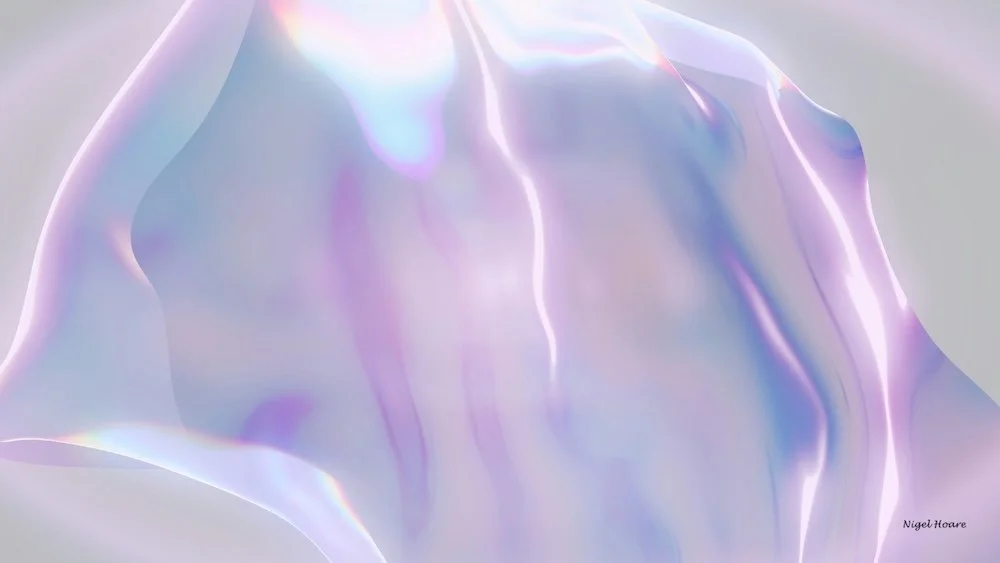 An iridescent floating cloth.