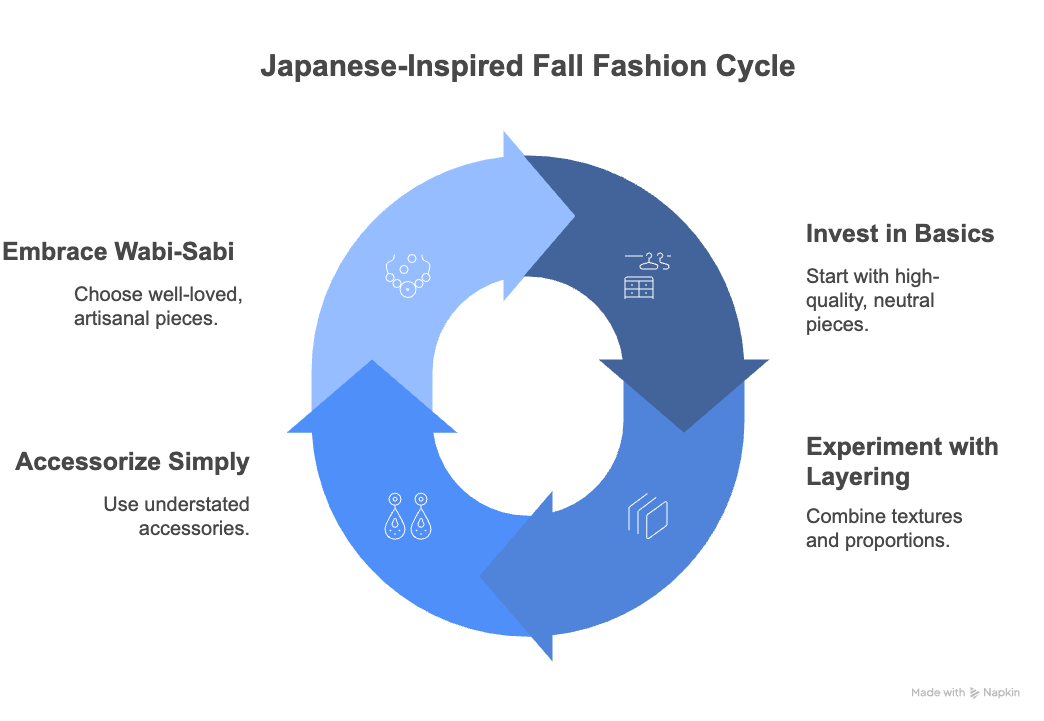 An infographic about Japanese-inspired fall fashion cycle.