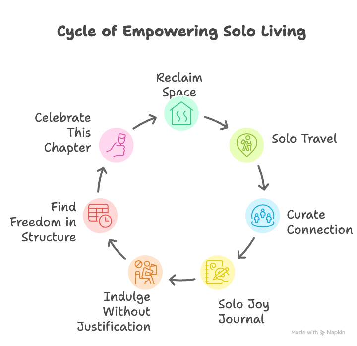 An infographic about the cycle of empowering solo living.