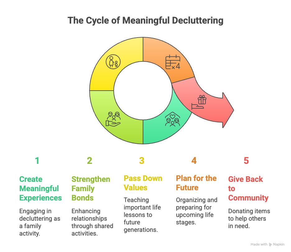 An infographic about the cycle of meaningful decluttering.