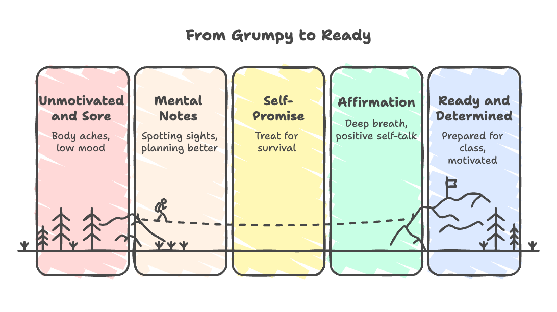 An infographic about going from grumpy to ready.