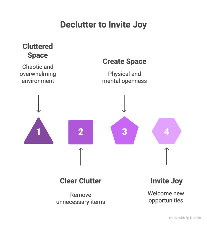An infographic about how to declutter to invite joy.