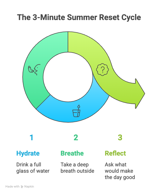 An infographic about the 3-minute summer reset cycle.