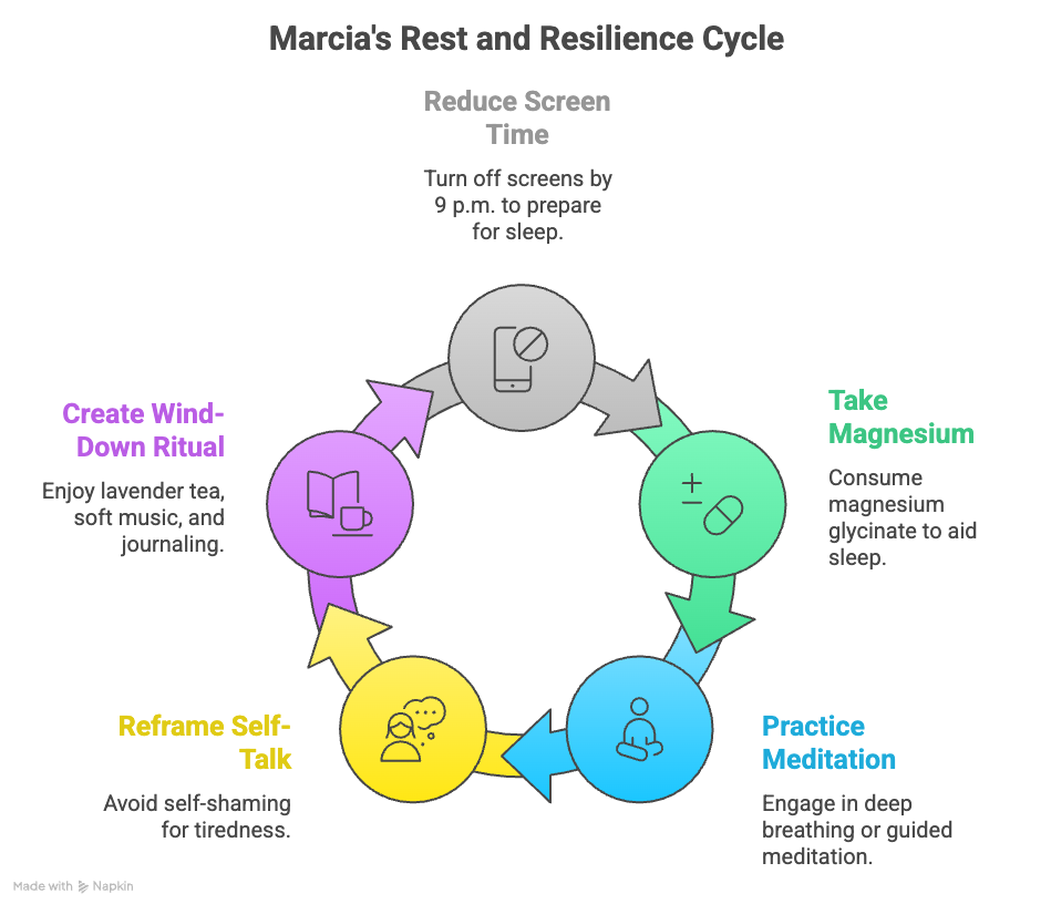 An infographic about Marcia's rest and resilience cycle.