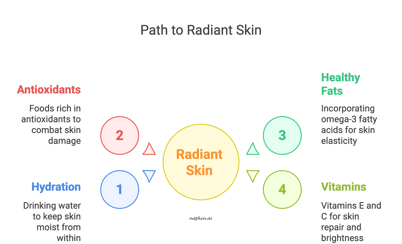 An infographic about a path to radiant skin.