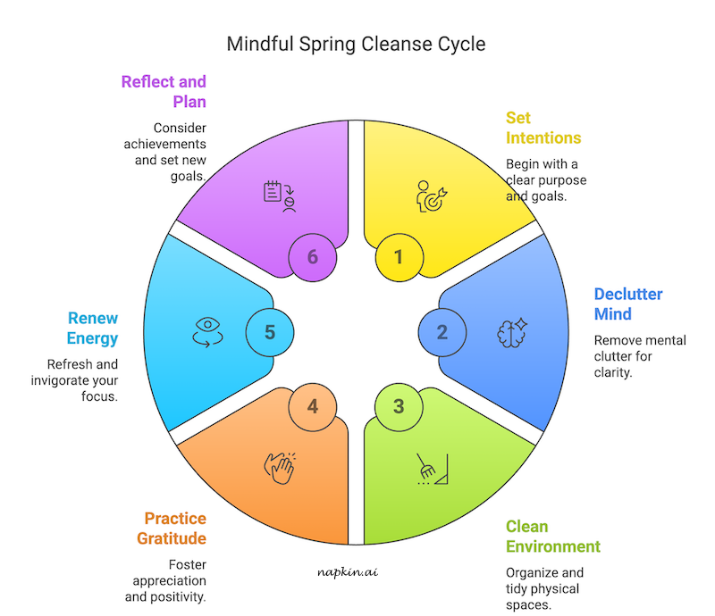 An infographic about mindful spring cleanse cycle.