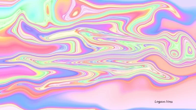A fluid, iridescent graphic.