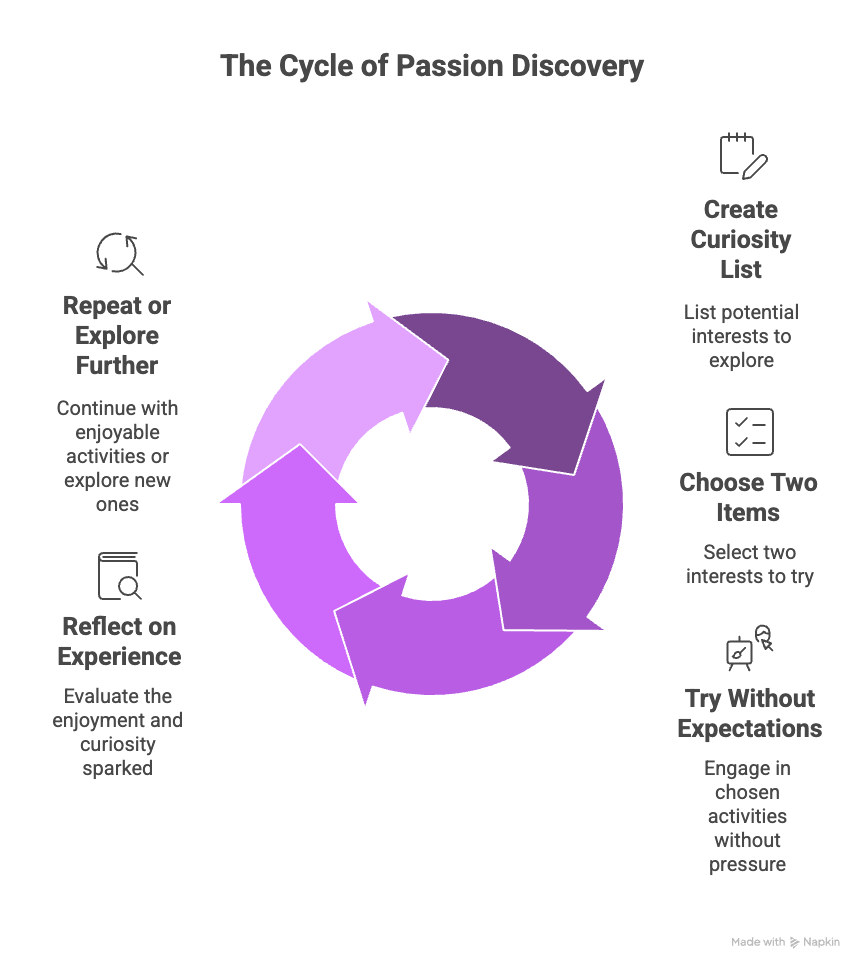 An infographic about the cycle of passion discovery.