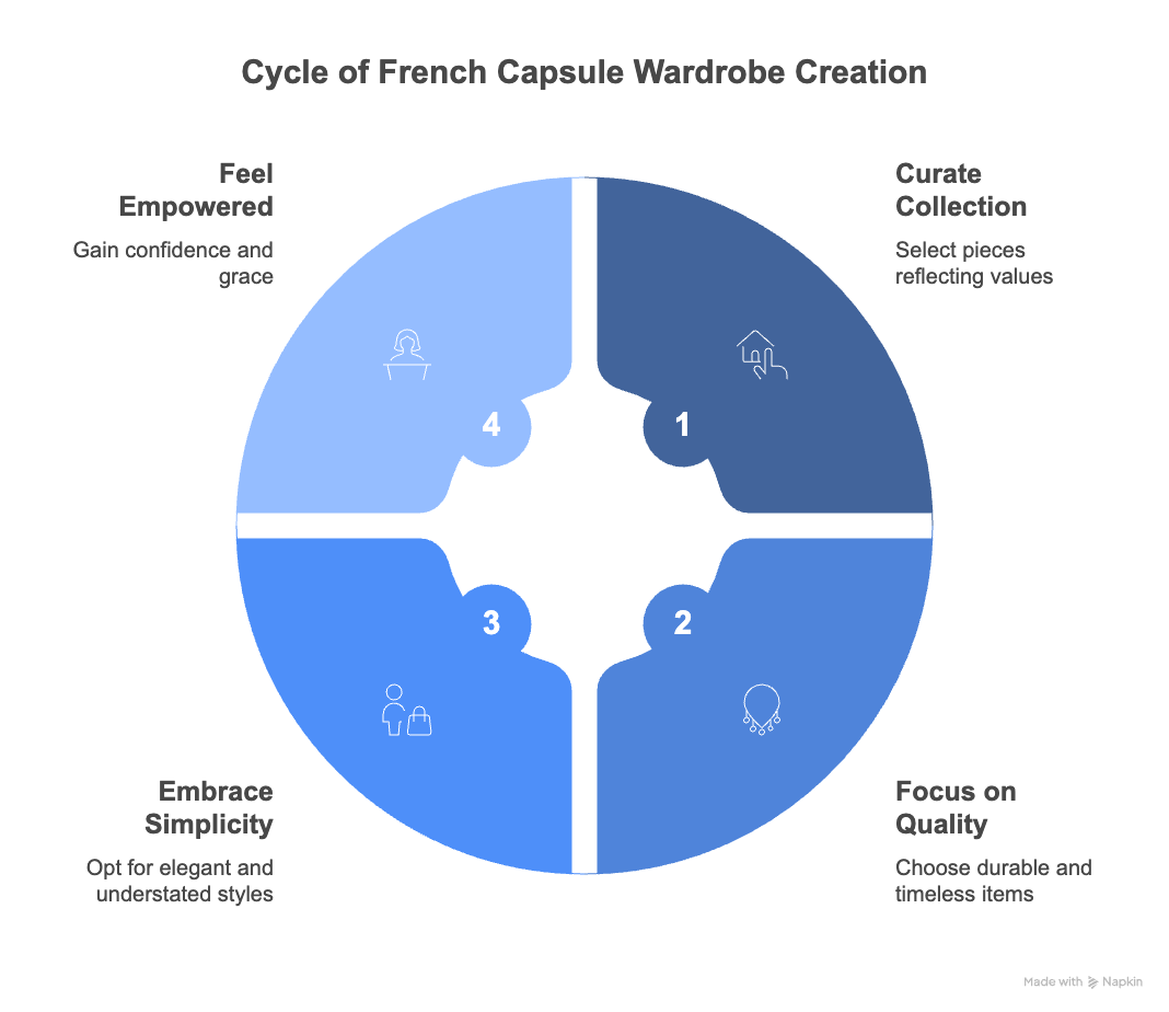 An infographic about the cycle of French capsule wardrobe creations.