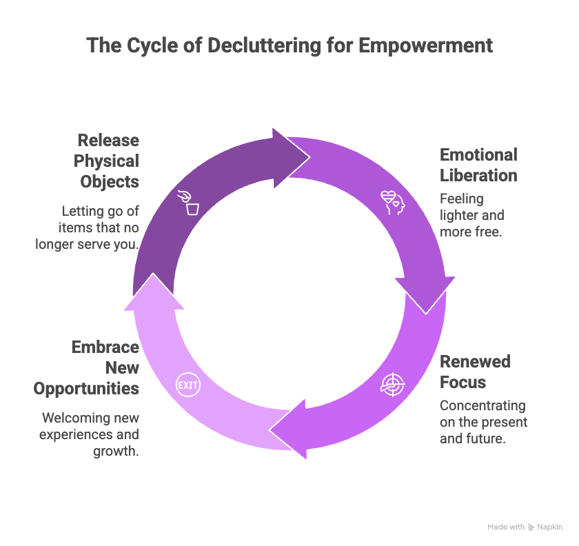 An infographic about the cycle of decluttering for empowerment.