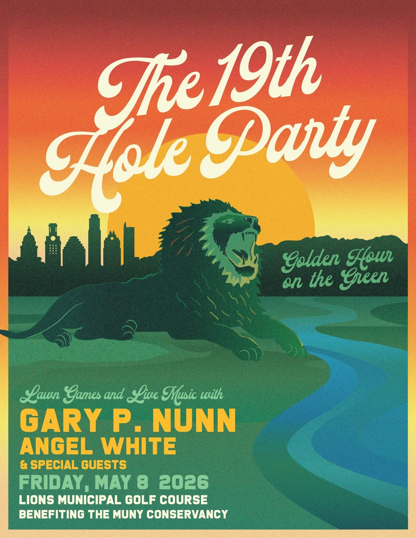 Austin&rsquo;s Best Community Party Returns‼️

Announcing this year&rsquo;s 19th Hole Party: Golden Hour on the Green🌅 Friday, May 8 following the inaugural Muny Cup🏆

Join us for dinner, drinks, live music, lawn games, and a silent auction under t