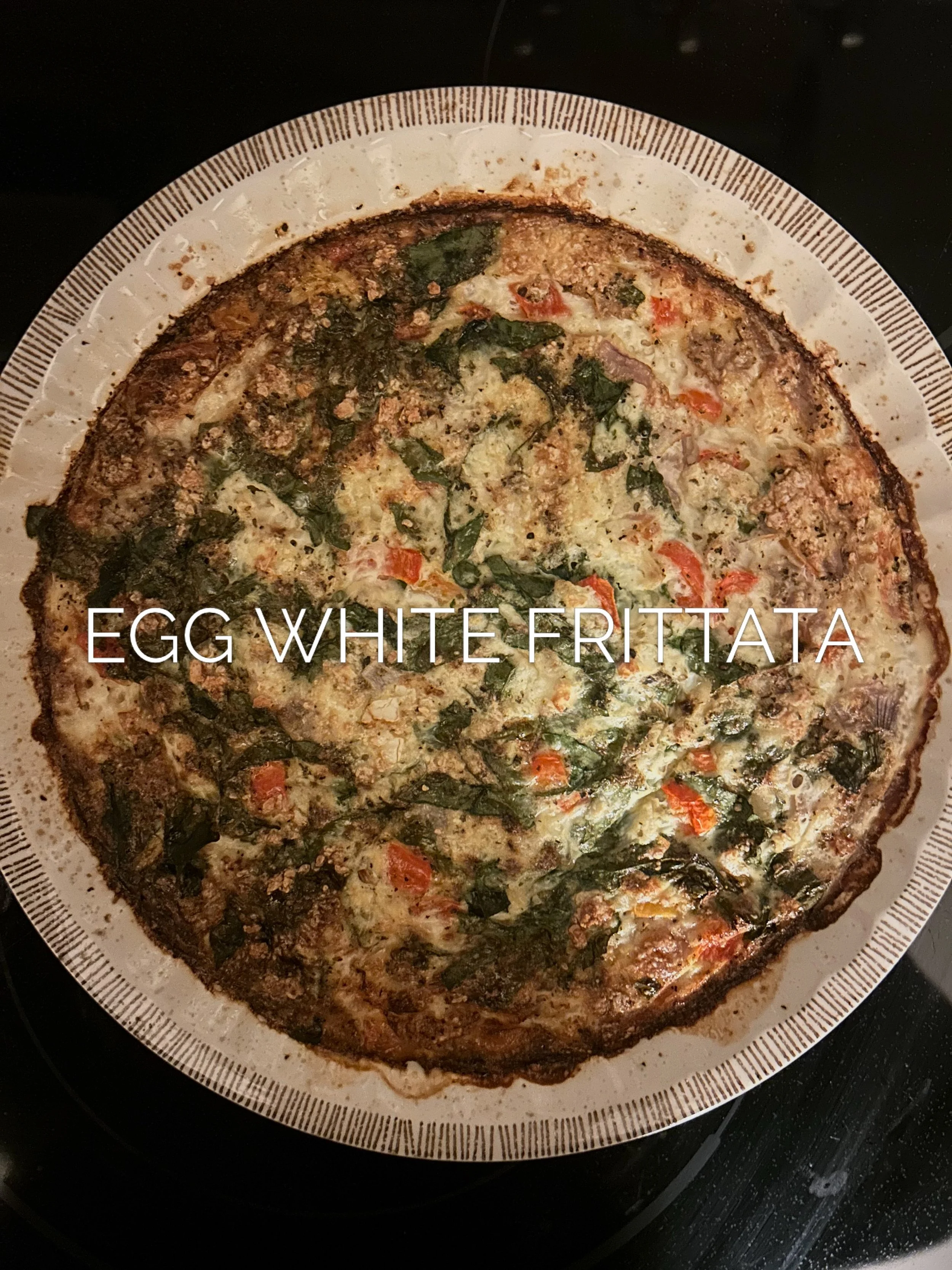 EGG WHITE FRITTATA 

I&rsquo;ve made this twice in the last month and it&rsquo;s such a great option in the fridge for an easy breakfast, lunch, dinner or snack. 

Less than 10 minutes to make and the hardest part is chopping veggies! 

Save this one